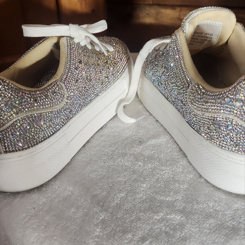 Betsy Johnson Gorgeous Rhinestone Sparkling Silver Womens Platform Whimsy Size 6 - Picture 15 of 16